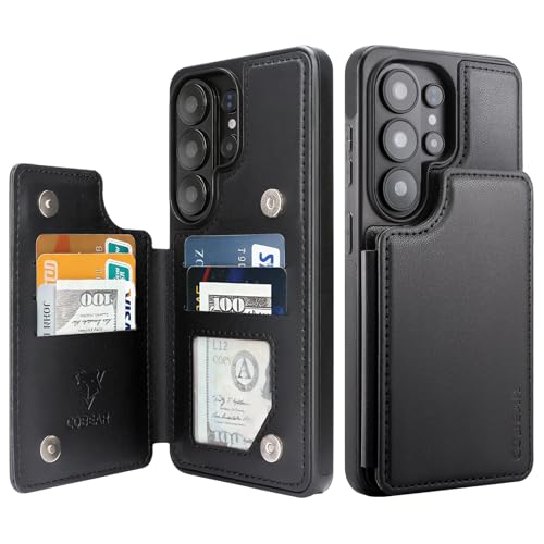 COBEAR for Samsung Galaxy S26 Ultra Wallet Case with 5 Card Holder PU Leather RFID Blocking Kickstand Shockproof Women Men Phone Cover for Samsung Galaxy S26 Ultra Black