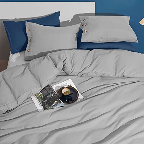 Phf Grey Duvet Cover Queen Size, Comfy Lightweight Skin-Friendly Comforter Cover Set With Button Closure, Soft Durable Bedding Collection With 2 Pillowcases For All Season, 90" X 90" #TOP5