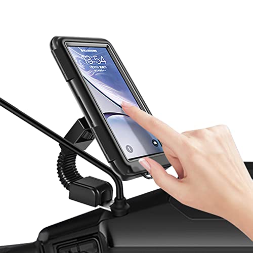 Disnace Support Téléphone Vélo, Support Téléphone Moto Etanche 360° Rotatable, Universel Support Telephone Moto, Support Téléphone Moto Ajustable, Porte Telephone Velo pour Trotinette Electrique Cover