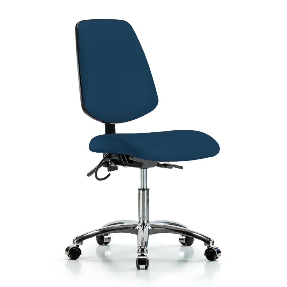 Perch ESD Chair with Large Back, Casters, 21.5-29", Royal Blue Fabric