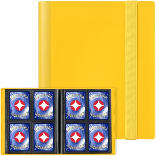 GEAoffice Side Loading 4 Pocket Trading Card Binder Holds 160 Cards, Yellow
