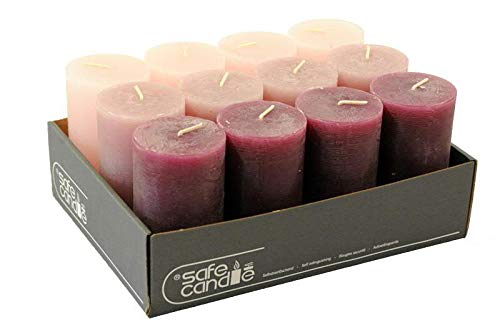 Rustikale Stumpenkerzen – 12 Stück, Höhen 6 & 8 Cm, Happy Green-Mix
