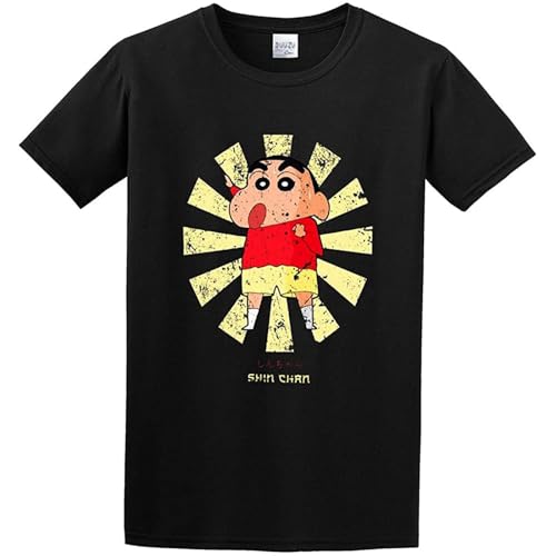 Crayon Shin Retro Japanese Men's Cotton Shirt Tee Graphic Unisex Tee Shirt Black M
