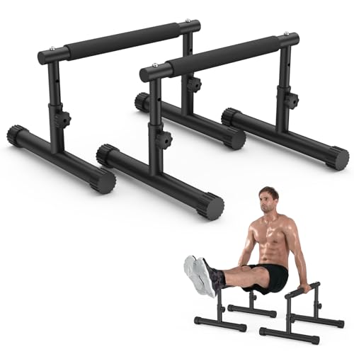 IMAYCC Verstellbare Parallettes Handstand Barrenm, 2 in 1 Push Up Bar Dip-Barren 19CM and 46CM...
