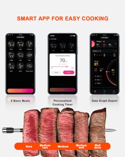 Image of Wireless Meat Thermometer Digital with 2 Probes