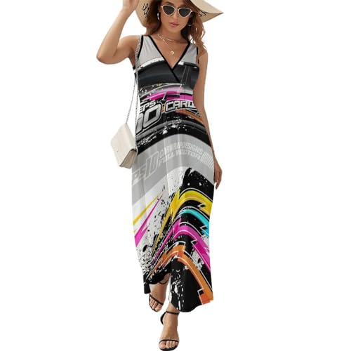Robe de Plage Color Racing Car : Robe Longue d'Été Décontractée et Fluide pour Flâner