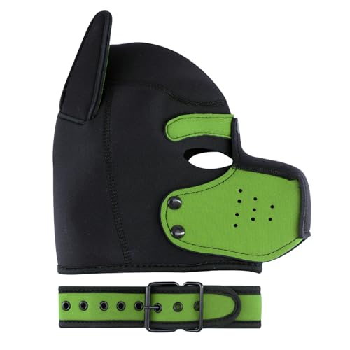 Cagoule pour chiot néoprène vert visage complet masque de protection pour chien - 4