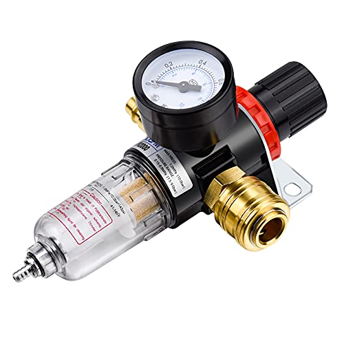 YUENX Filtre Compresseur Dair, régulateur de filtre à air comprim 1/4 Filtre à Air Comprimé Nettoyez et Séchez l'air, Protégez les Outils à air Comprimé et les Dispositifs Pneumatiques