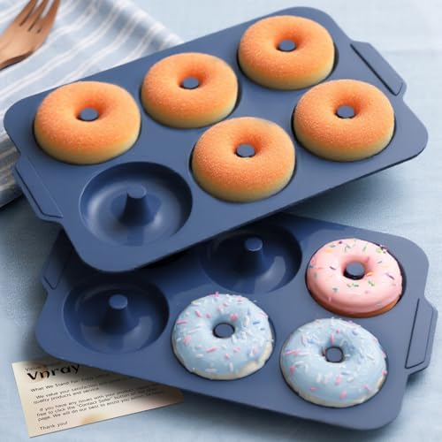Vnray Nonstick Silicone Donut Pan: 3.5 Inch Doughnut Baking Mold with Frame
