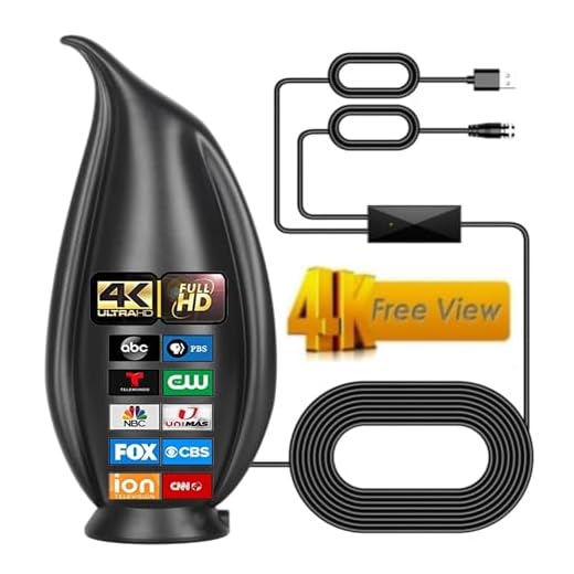 AUTERCO Antena de TV digital HD interna para Smart TV de longo alcance – alcance de mais de 460 milhas, antena de TV amplificada para canais locais, suporta todas as televisões 4K 1080p VHF UHF, cabo