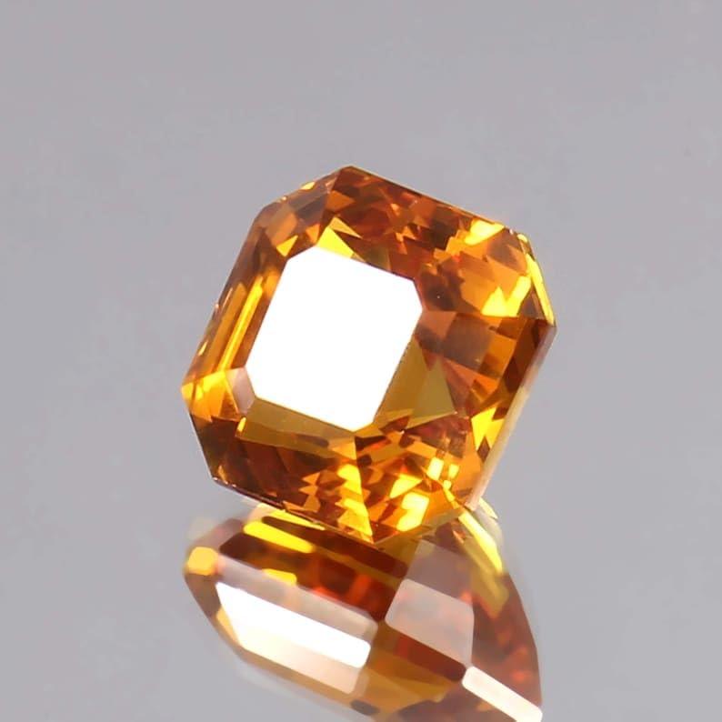 Saphir naturel orange Ceylan 10mm pierre précieuse facettée fabrication bijoux collier - 4