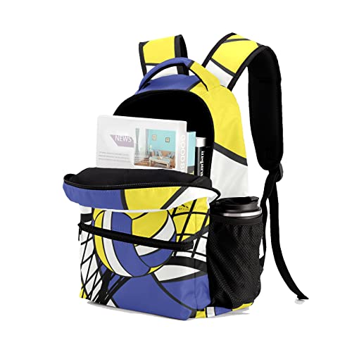 Volleyball Yellow Blue Backpack Personalized Waterproof Casual Daypack Gift for Holiday Birthday4