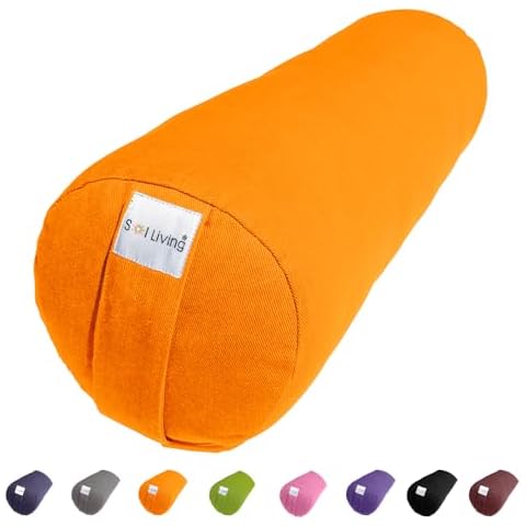 Sol Living Yoga Bolster Pillow for Restorative Yoga Meditation Bolster 100% Cotton Cylindrical Meditation Cushion Firm Cushion Bolster Washable Cover for Balance Support Asana Poses Cover