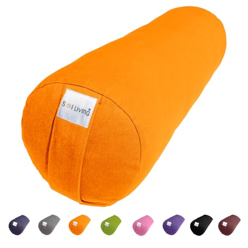 Sol Living Cylindrical Yoga Bolster Meditation Pillow, Extra Firm Cotton