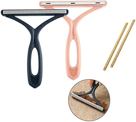 Portable Lint Remover Reusable Manual Clothes Fabric Shaver Double Sided Travel Sweater Clean Brush Pet Hair Fuzz Pilling Remover Tool for Furniture Couch Carpet Blanket Car Interior (2 Pcs)