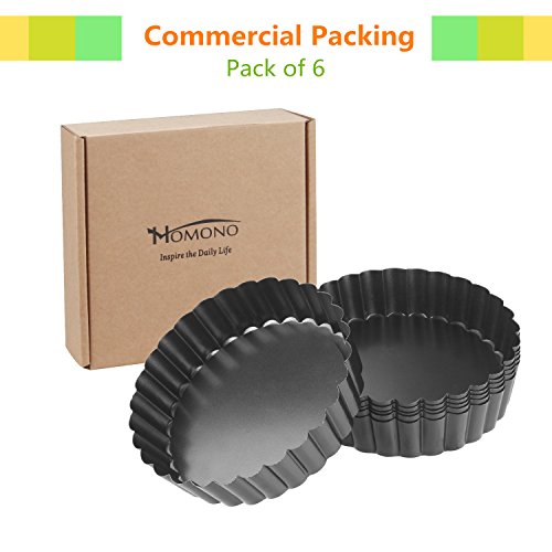Quiche Pans, Homono Commercial Grade Non Stick Removable Bottom 5 Inch Mini Tart Pans (Pack Of 6) #TOP3