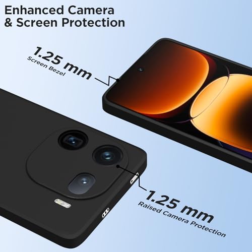 Image of Outlouders Back Cover for iQOO 12 5G | Camera Protection | Durable Soft Matte Silicone Bumper Case (Black)