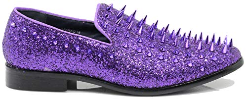 Image of SPK16 Men's Vintage Spike Dress Loafers Slip On Fashion Shoes Classic Tuxedo Dress Shoes
