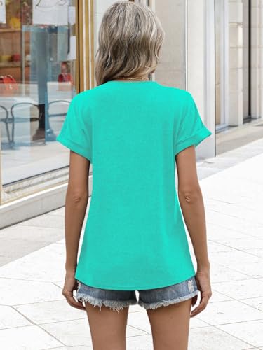 Image of EyMuse Womens Short Sleeve Henley Tops Fashion Casual V Neck Summer Tshirt | Summer Button Up Top Fashion Soft Basic Tees Blouses Spring Comfortable Classic Clothing Resort Wear for Women 2026