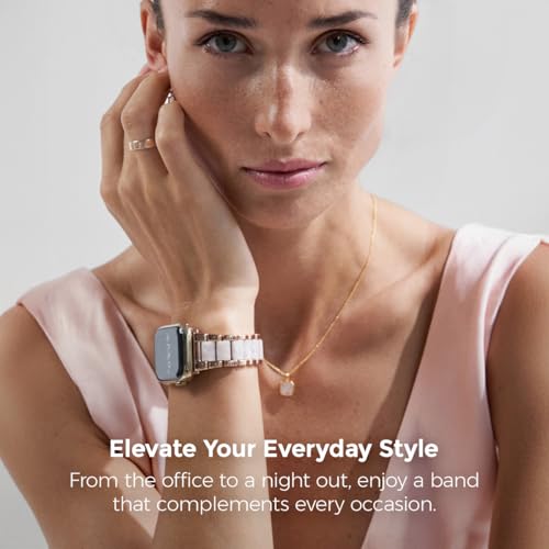 Image of My Pretty Strap - Compatible Apple Watch Band Strap, Stainless Steel Fashion iWatch Replacement Strap- Easy Resizing, No Tool Needed, Fits Most Wrists- Series 1-11, SE and Ultra