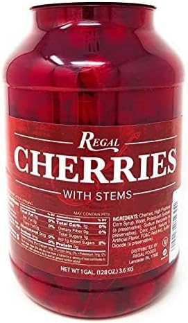 Regal Maraschino Cherries with Stems - 1 Gallon
