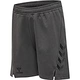 hummel Unisex Kinder Hmloffgrid Cotton Kids Shorts, Forged Iron/Jet Black, 140 EU