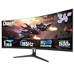 34 Inch Ultrawide Curved Gaming Monitor - WQHD 3440x1440p, 165Hz, 120% sRGB, FreeSync, VESA Mountable (DP&HDMI Cable Incl.) - Immersive PC Monitor for Gamers & Professionals, Black