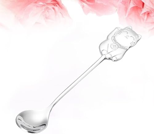 Miniatura 6 de Kichvoe Cuchara agitadora de café, cucharas de espresso de acero inoxidable, cucharadita de azúcar para helado, azúcar, postre, sopa (plata)