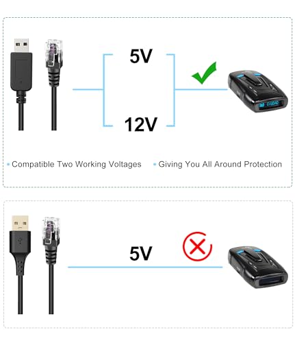 Plozoe A001 Radar Detector Cable With Usb To Rj11 Plug,Power Cable For Radar Detectors,Usb 5V-12V Power Cable,For Escort Uniden Radenso Xp Beltronics Cobra Whistler Radar Detector thumb #2