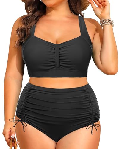 Daci Women Plus Size High Waisted Bikini Set - Two Piece Swimsuits Tummy Control Bathing Suit Ruched Bottom 2025