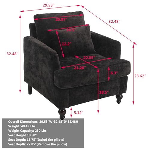 Sillón acolchonado Chenille negro moderno plegable miniatura 3