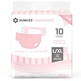 SUNKISS Masterpiece Adult Diapers with Tabs, Unisex Disposable Incontinence Briefs for Women and Men, Odor Control, Pink, Large/XLarge, Previously Large,10 Count