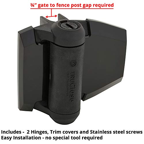 D&D Technologies Tca2L2S3Bts Truclose Regular Duty Gate Hinges, For Self Closing Metal And Wood Gates Up To 66 Pounds, With Alignment Legs, Gloss Black, 2 Count #TOP1