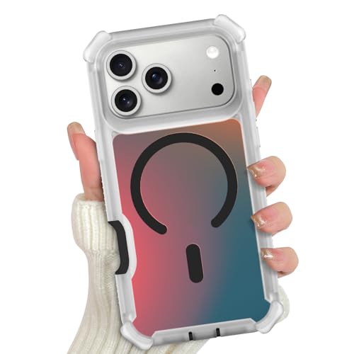 pmxlfo Magnetic Case Designed for iPhone 17 Pro Iridescent Back -Black
