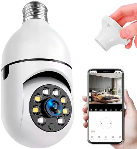 Câmera de Segurança WiFi Lâmpada Full HD 1080p, Visão Noturna Inf...