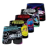 FREEGUN Boxer Homme Glitch, Caleçon Homme Anime, Respirant et Ultra-Doux (Lot de 5) M