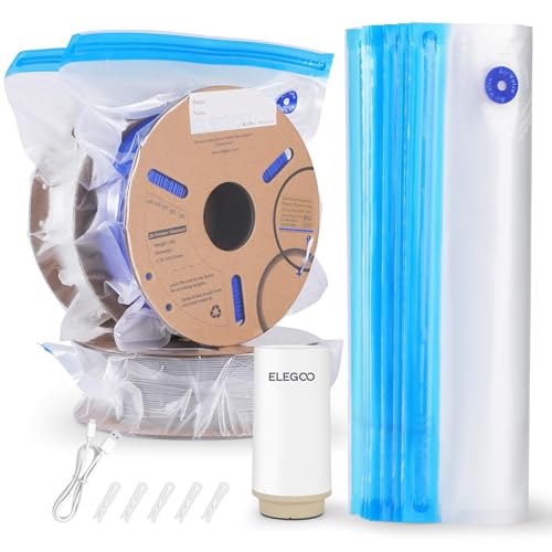 ELEGOO Filament Storage Bags Electric Pump Kit, 30 Bags Vacuum Sealed with Auto Pump Dust Proof Humidity Resistant, Perfect for 3D Printer Filament Storage and Keep Filament Dry (13.4x11.8 inch)