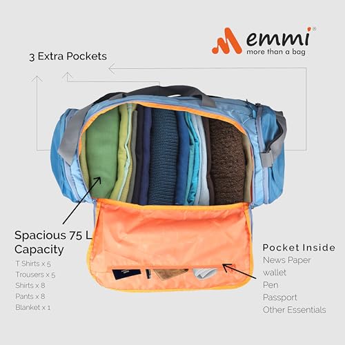 Image of Emmi Delicate Duffle Bag 55 L|Travel Bag for Men and Women |Weekend Holiday and Gym Bag |Sustainable and Durable Cabin Bag|Water Repellent |18 Months Warranty