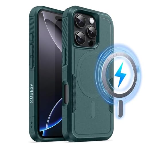 MOBESV Magnetisch Hülle für iPhone 16 Pro 6,3 Zoll, Handyhülle kompatibel mit MagSafe, Matte Stoßfeste Cover, Tannengrün