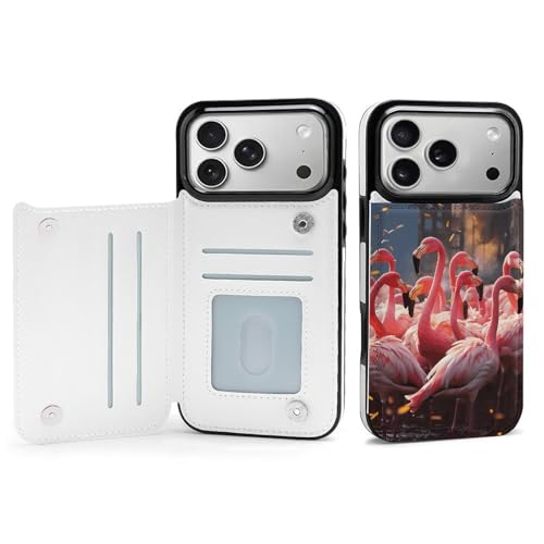 Étui de téléphone portefeuille flamants roses iPhone 17 antichoc contre chutes