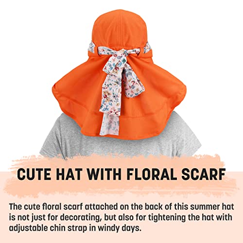 Image of Womens Sun Hats Neck Flap Large Brim UV Protection Foldable Fishing Hiking Cap