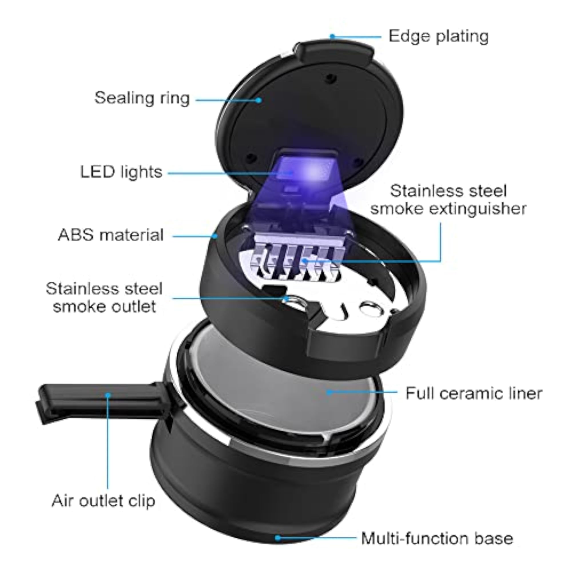 Portable Auto Car Ashtray with LED Light