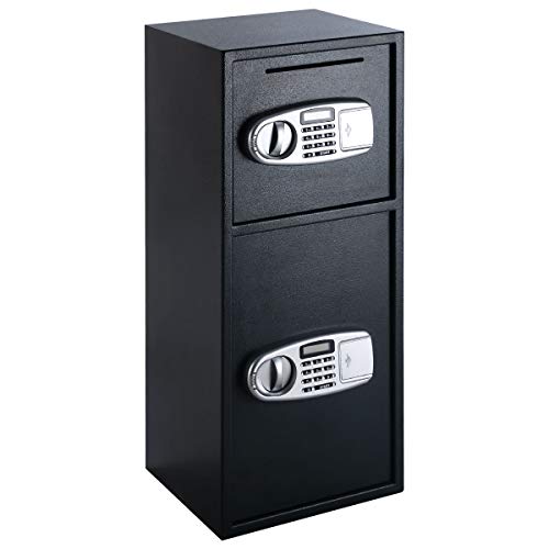 Giantex Safe Box Security Lock Box with Double Door and Keys Digital Safe Depository Drop Box Safes Home Office Security Lock for Gun Cash Valuable Storage