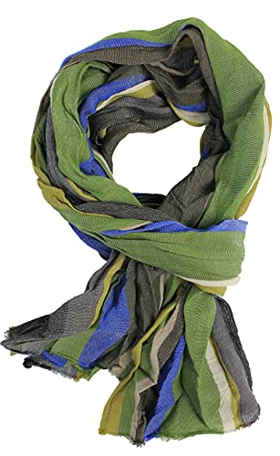 Écharpe rayures unisexe fluide foulard léger froissé pour homme et femme