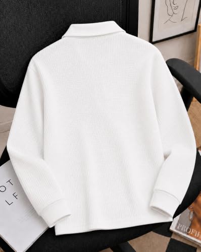 Image of AUSK Men's Waffle Knit Textured Full Sleeve Polo T-Shirt | Cotton Blend Regular Fit Zip Polo Neck Solid Smart Casual T Shirt for Men | Casual Wear, Travel & Weekend Wear Tshirt for Men