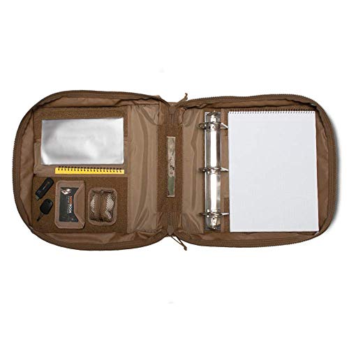 TACTICAL NOTEBOOK COVERS Tactical 3-Ring Binder Cover System | Zippered Padfolio Organizer Bag with Leather Handle | Fits 1.5” to 2” Binders | Durable Field Use Organizer (Coyote Brown) - Thumbnail 5