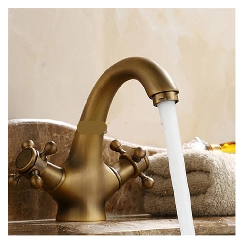 Robinet antique en laiton massif YT-5021 double poignée bronze pour vasque chic - 6