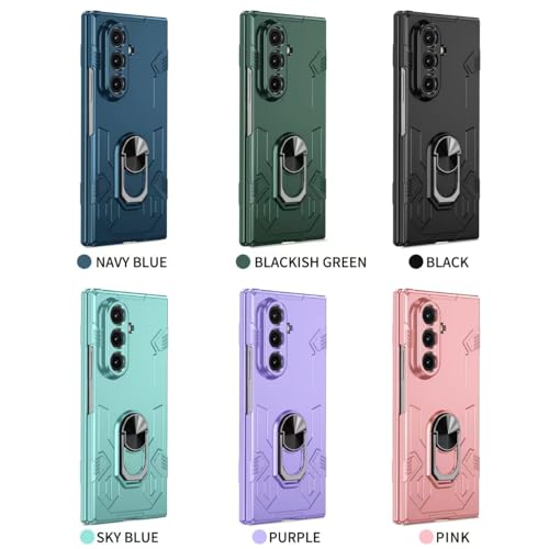 Image of amazon basics Shield Armor Pro Case for Samsung Galaxy Z Fold 6 Ring Holder Stand Back Case Cover for Samsung Galaxy Z Fold 6 - Blue