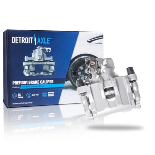 Image of Detroit Axle - Rear Left Brake Caliper for Ford Focus Volvo C70 C30 S40 V50 | Mazda 3, Driver Side Disc Brake Caliper with Bracket Replacement