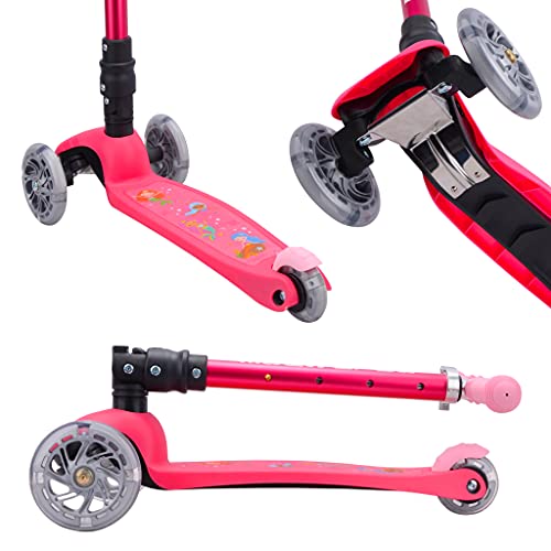 BOLDCUBE Teeny Fold | 3 Räder Kinder Roller | 3-8 J. | Klappbar | LED Leuchtenden Räder | Lenker Höhenverstellbar 61 bis 79 cm – Bild 3